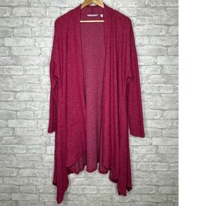 Any Body All‎ Seasons Duster Cardigan Red Ribbed Knit Swim Cover Up Size Medium